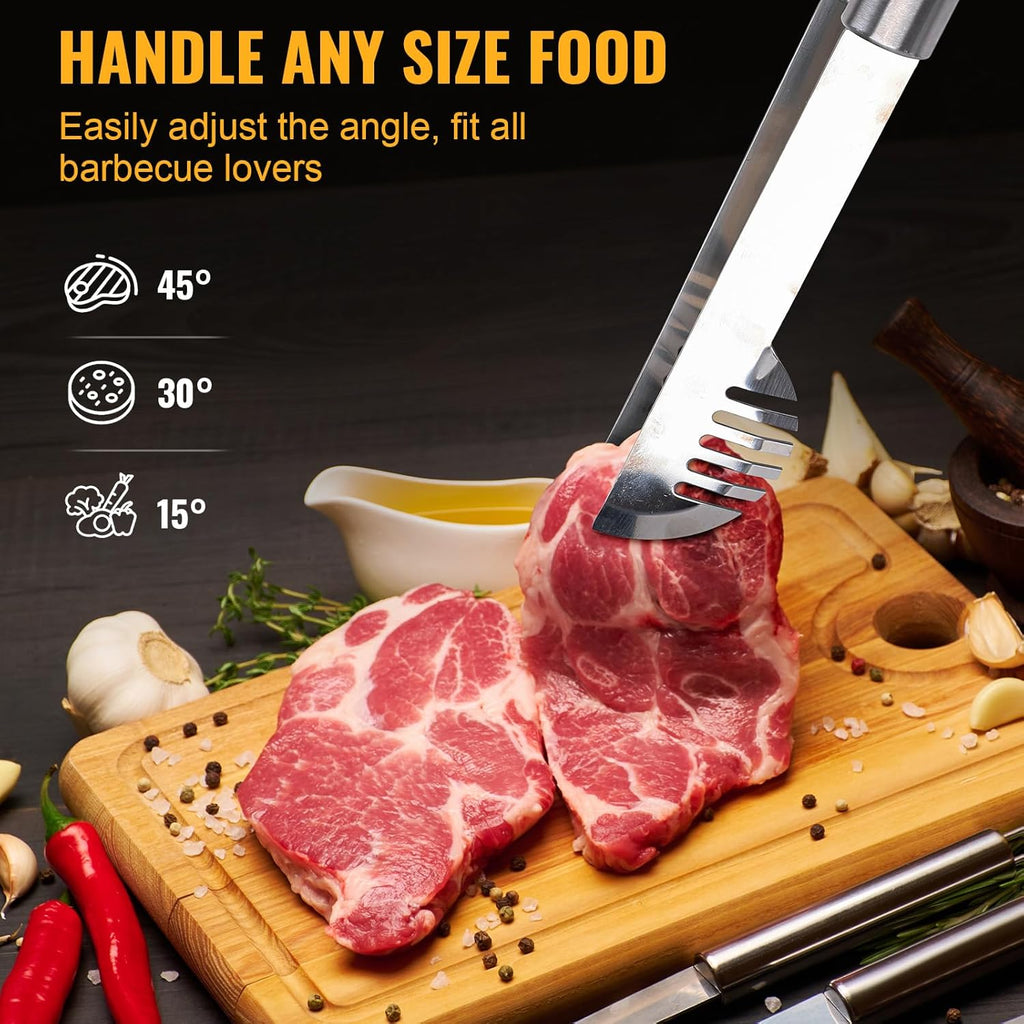 BBQ Grilling Accessories, 16-Inch Stainless Steel BBQ Grill Tools Set for Men, Heavy Duty Grilling Accessories Kit for Camping, Kitchen, Extra Thick Barbecue Utensil