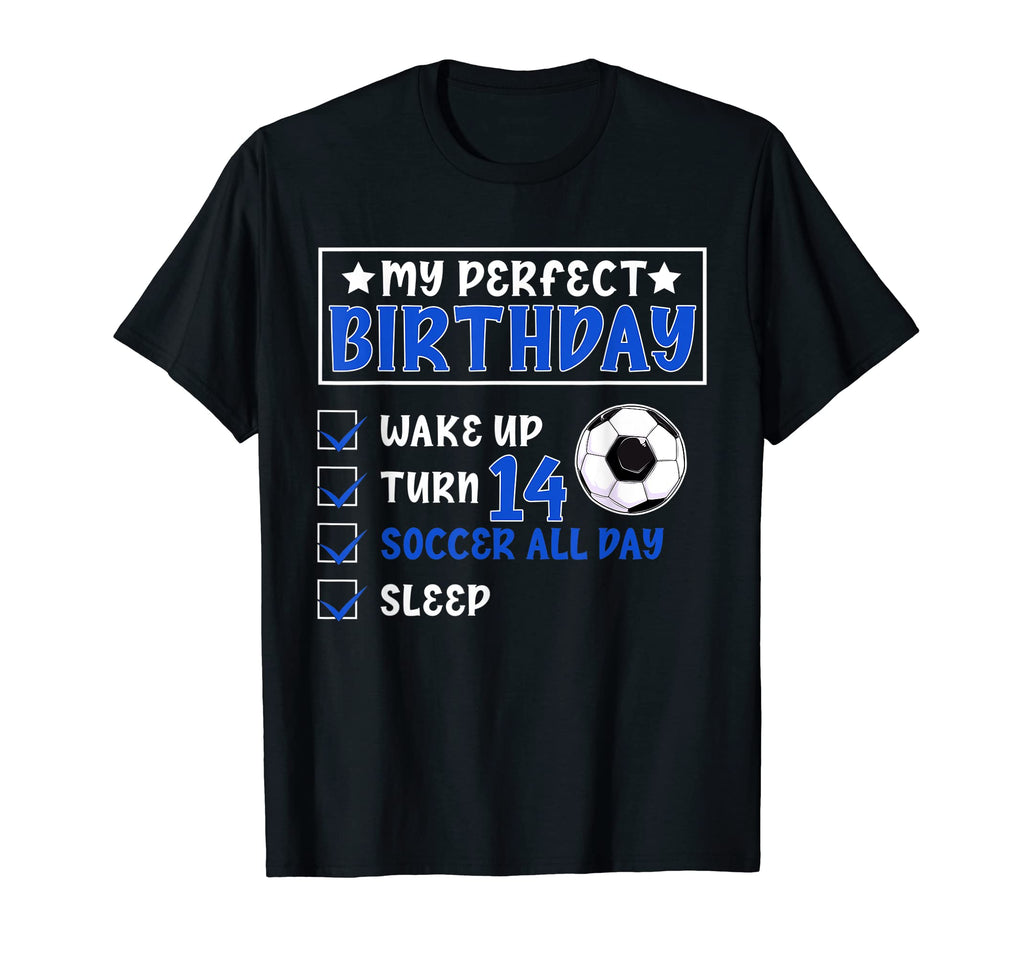 Funny My Birthday 14 Years Old Soccer T-Shirt - Streetwear Style Men Women