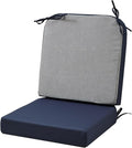 17 x 17 Inch Outdoor Seat Cushions for Patio Furniture with Non Slip and Ties Waterproof & UV Resistant Round Corner Outdoor Chair Cushions Replacement Set of 2, Navy Blue