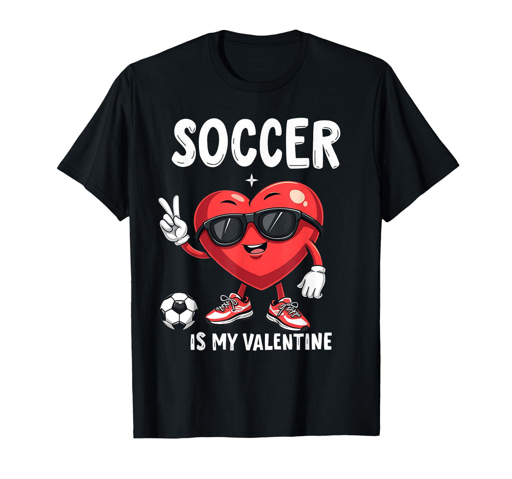 Soccer Heart Cartoon Valentines Day T-Shirt - Fun Novelty Design Men Women