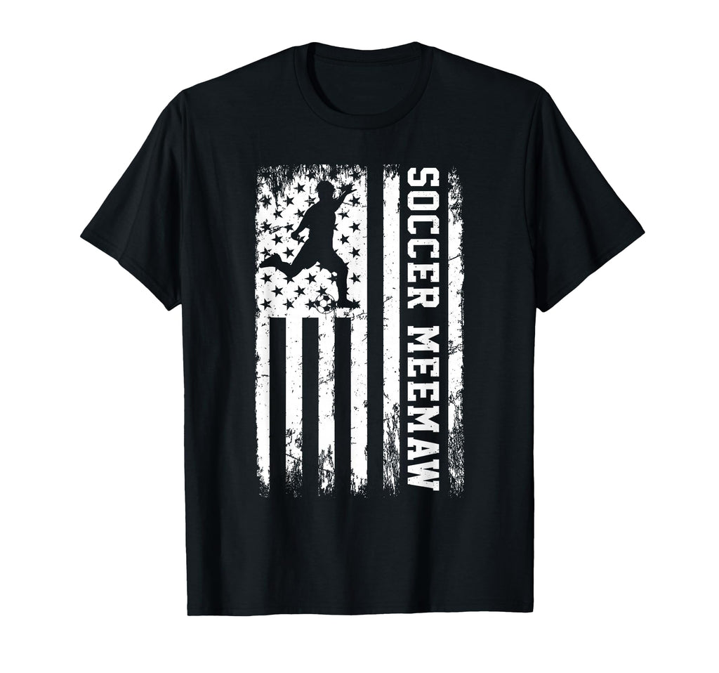 Soccer Meemaw Usa American Flag T-Shirt - Fun Novelty Design Unisex