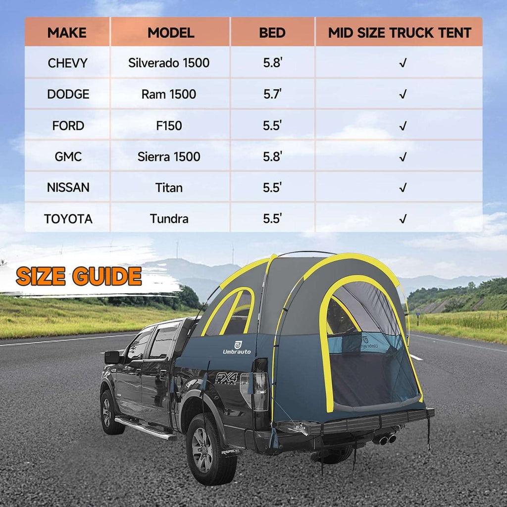 Umbrauto Truck Bed Tent PU3000mm Waterproof Pickup Truck Tents