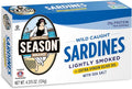 Season Brand - Lightly Smoked Sardines in EVOO, 4.375 oz (Case of 12) - Gluten-Free Kosher