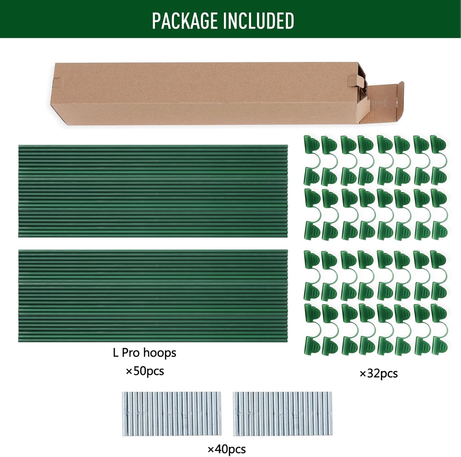 MAXPACE Greenhouse Hoops for 2.7ft or Wider Grow Tunnel, Rust-Free Fiberglass Support Hoops Frame for Garden Fabric, DIY Plant Support Garden Stakes, Gardening Supplies, 50pcs