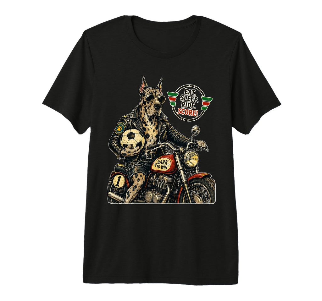 Great Dane Motorbike Love Footbal T-Shirt - Aesthetic Graphic Unisex