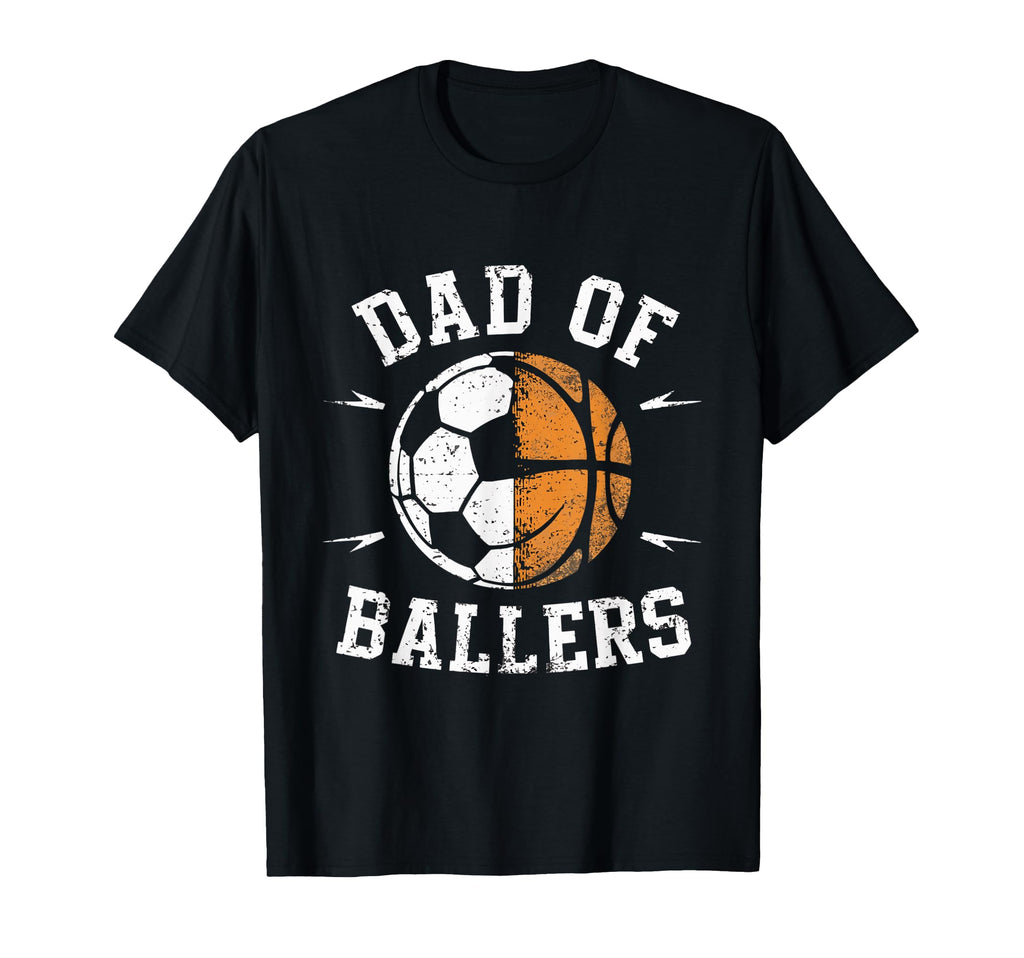 Dad Ballers Basketball Soccer Ball Fathers T-Shirt - Unique Graphic Unisex