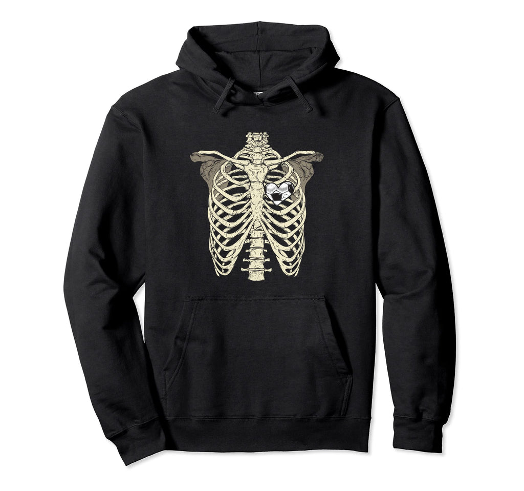 Rib Cage Heart Soccer Halloween Soccer Hoodie - Aesthetic Graphic Unisex