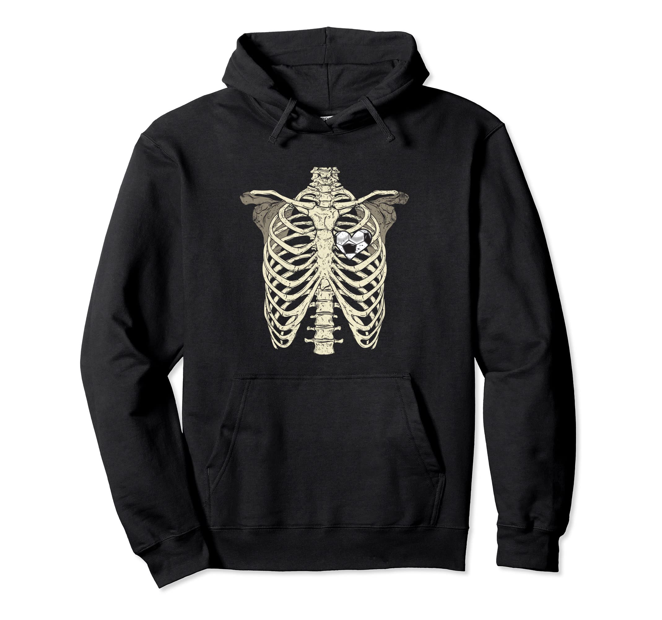 Rib Cage Heart Soccer Halloween Soccer Hoodie - Aesthetic Graphic Unisex