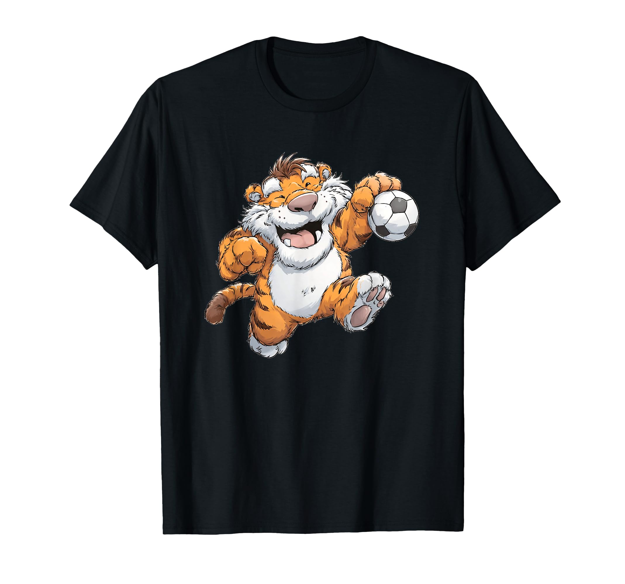 Nice Tiger Loves Soccer Sport And Ball T-Shirt - Graphic Print Unisex
