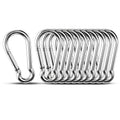 Small Carabiner Clip Hooks, 10pcs 2.36 inch Carabiners Heavy Duty, 304 Stainless Steel Spring Snap Hook Fits Camping Hiking, Metal Clips for Rope Chain Keys Rings