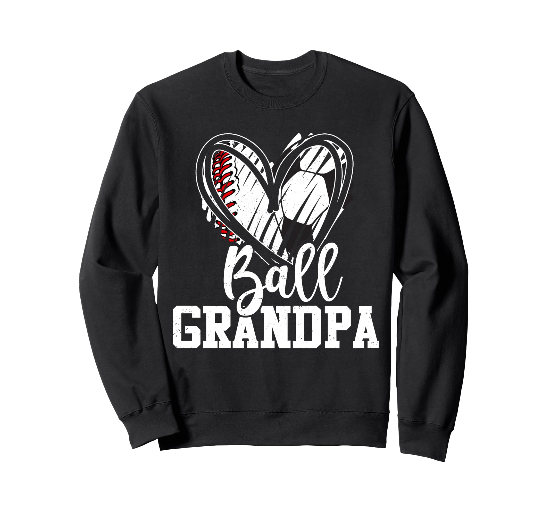 Ball Grandpa Heart Baseball Soccer Hoodie - Casual Everyday Wear Men Women