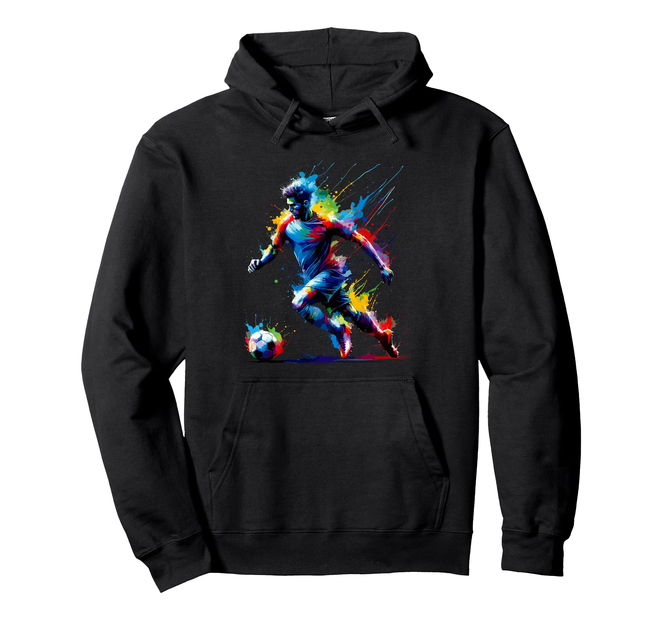 Colorful Splash Art Soccer Sport Player Hoodie - Unique Graphic Unisex