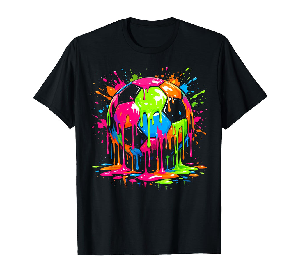 Colorful Soccer Ball Drip Paint Graffiti T-Shirt - Trendy Graphic Unisex