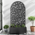 Casaphoria Metal Raised Garden Bed with Trellis and Wheels, 72"x35"x16" Arched Planter Box for Climbing Plants, Vegetables & Vines, Features Drainage Holes and Privacy Screen (Black-Gerald)