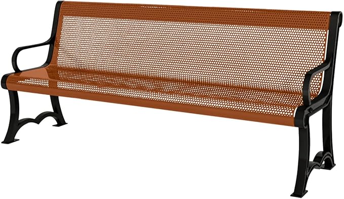GreenHaven Gardens Heavy-Duty 4 Ft Punched Steel Outdoor Bench, Textured Copper