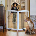 ZJSF Freestanding Panel Dog Gate for Indoor, Doorways,Stairs, or Hallways,Foldable Wooden White Pet Gates for House,Pet Gate for Dogs,Dog Fence, Puppy Gate,Support Feet Included, 32 "Height-2 Panels