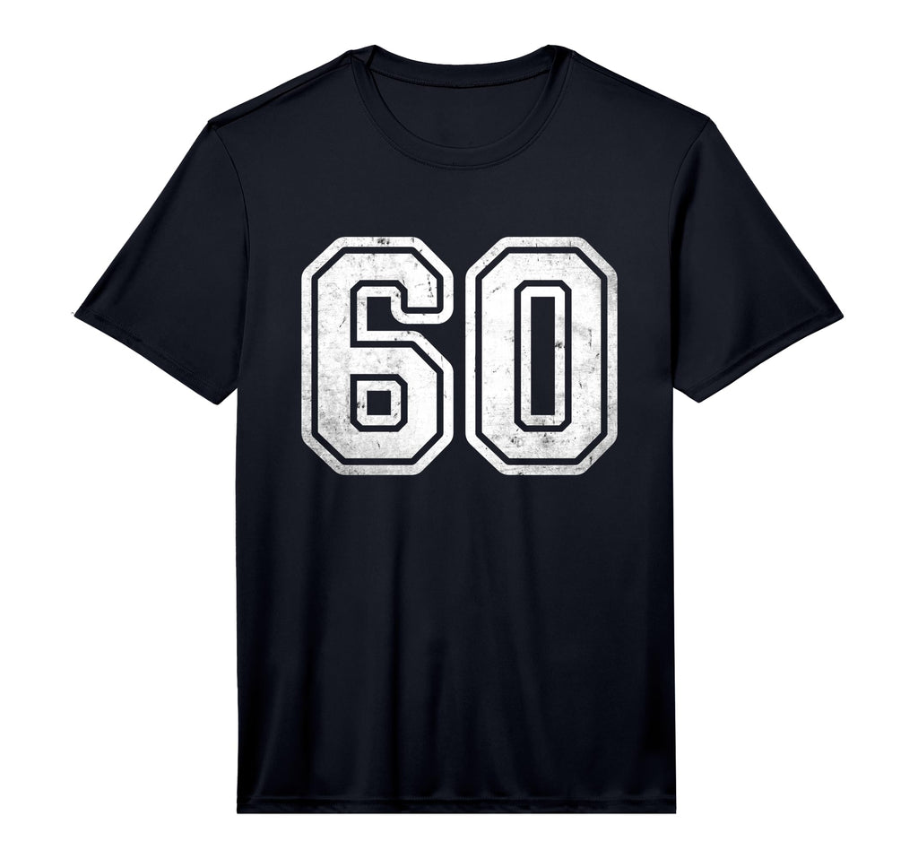 Distressed Number 60 Varsity Number T-Shirt - Minimalist Print for Adults