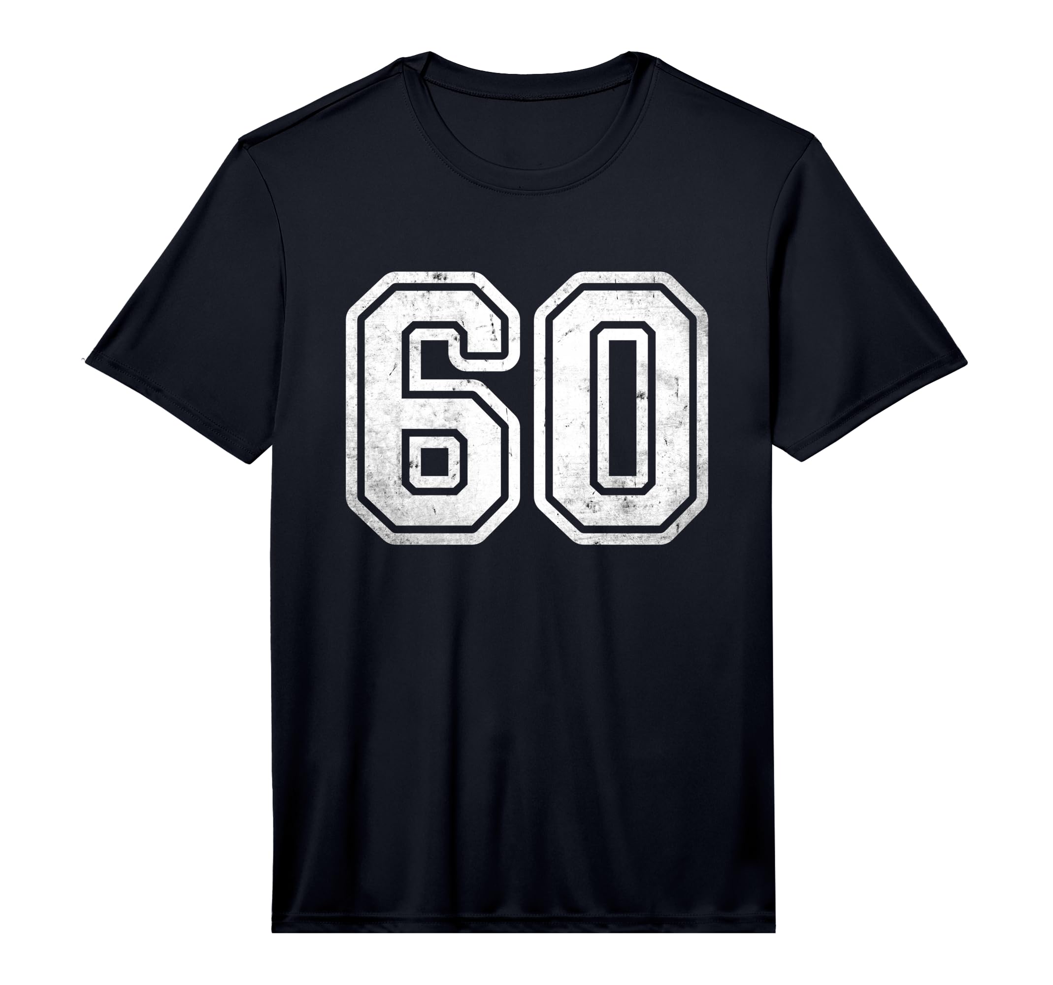 Distressed Number 60 Varsity Number T-Shirt - Minimalist Print for Adults