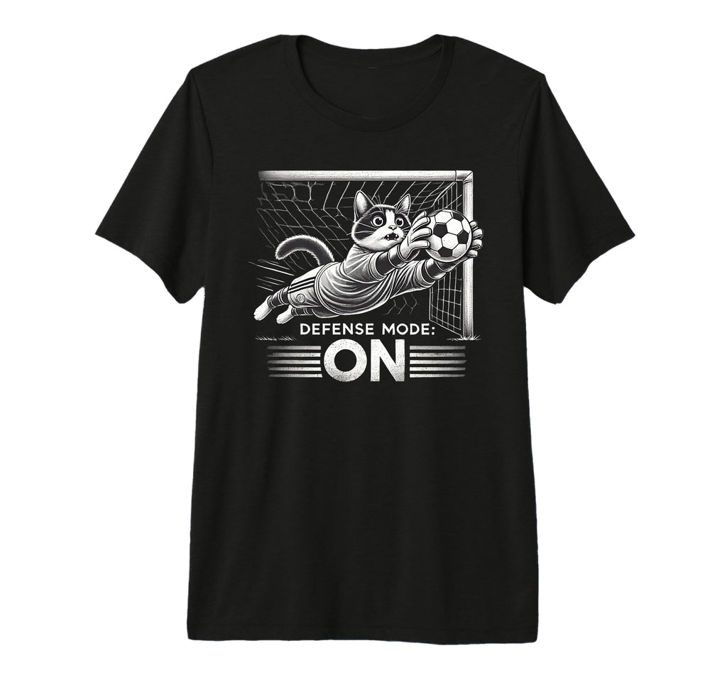 Defense Mode Soccer Goalie Athletic Kitten T-Shirt - Graphic Print Unisex