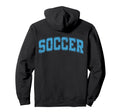 Soccer Varsity Sky Blue Text Hoodie - Unique Graphic Unisex