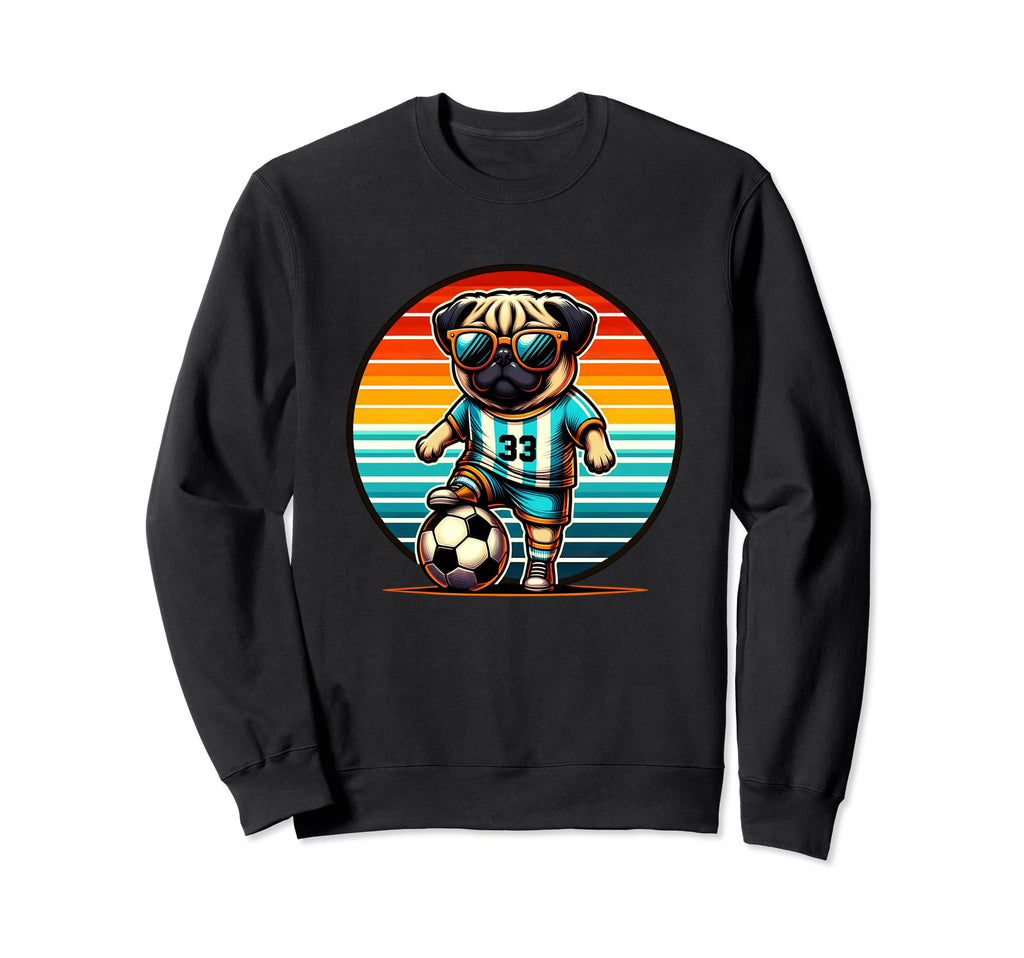 Pug Soccer Player Champion Fan Sweatshirt - Graphic Print Men Women