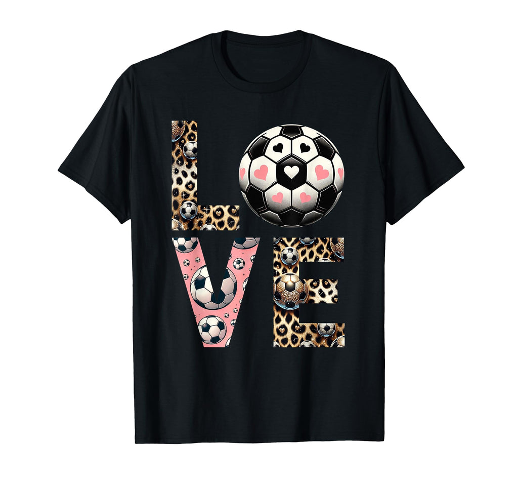 Love Soccer Leopard Soccer Player T-Shirt - Casual Everyday Wear Unisex