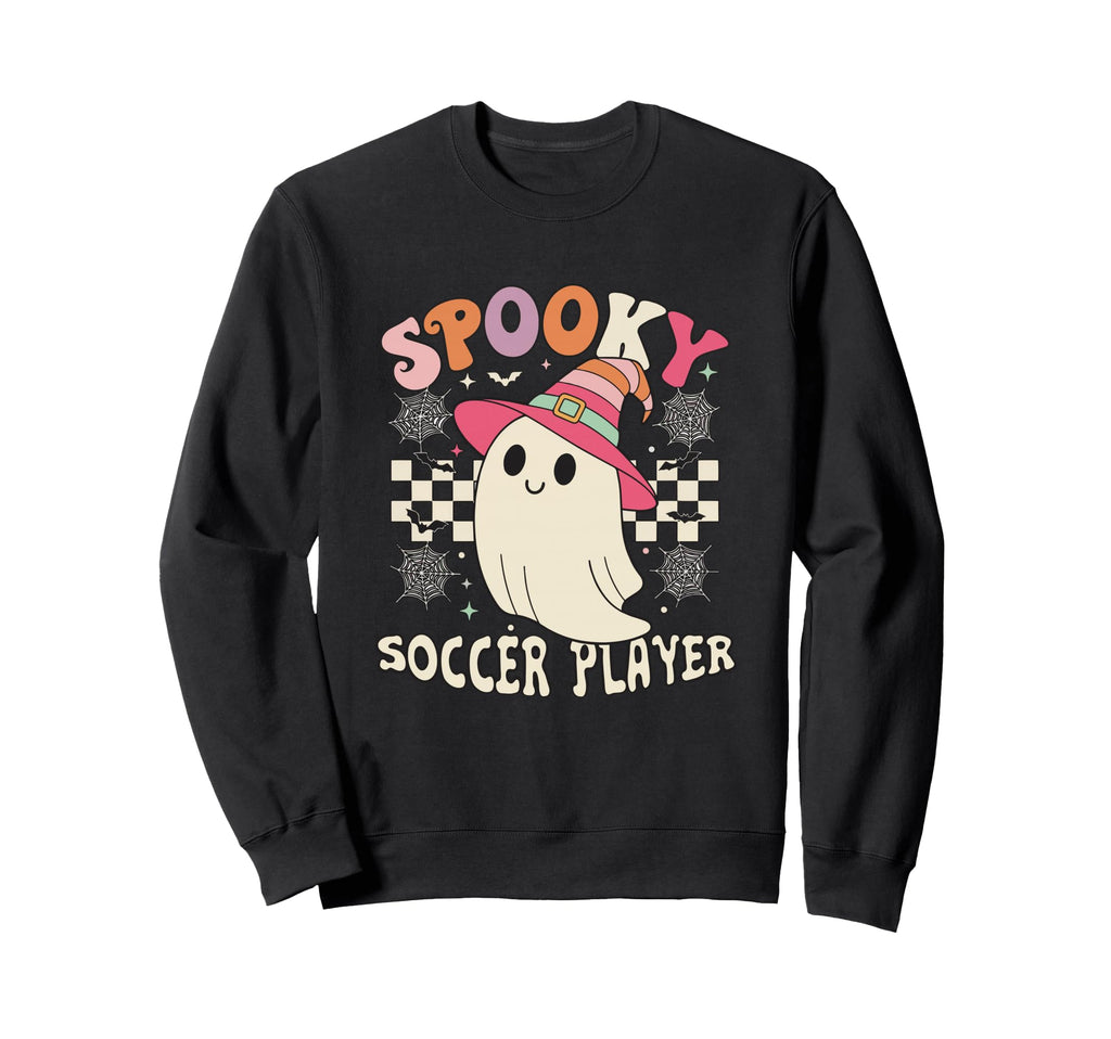 Spooky Soccer Player Ghost Halloween Sweatshirt - Fun Novelty Design Unisex