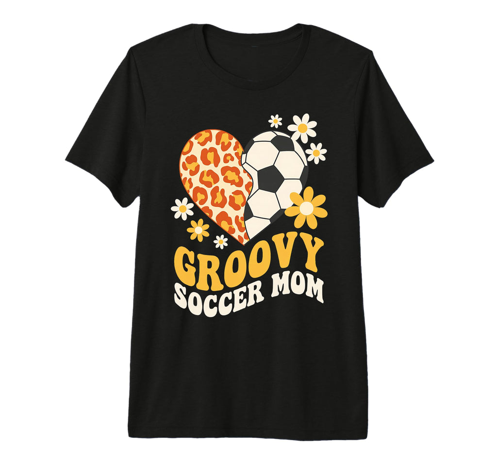 Groovy Leopard Floral Soccer Heart Tri T-Shirt - Trendy Graphic for Adults