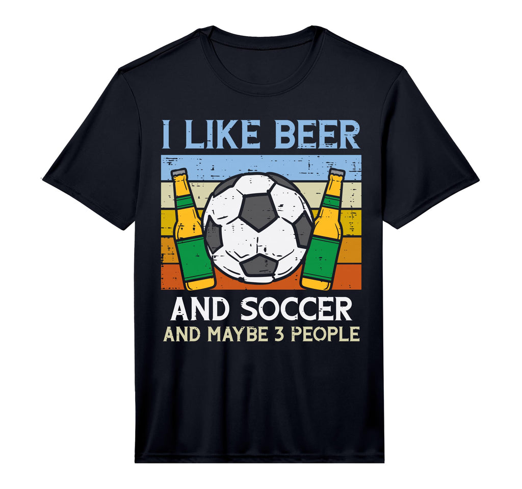 Mens I Like Beer Soccer 3 People T-Shirt - Casual Everyday Wear for Adults