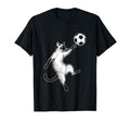 Soccer Siamese Cat Playing Ball Funny T-Shirt - Minimalist Print Unisex