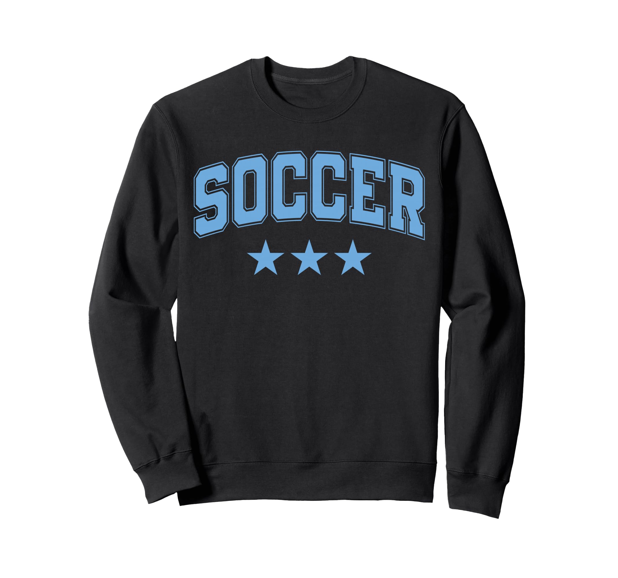 Soccer All Sky Blue Stars Text Sweatshirt - Graphic Print Unisex