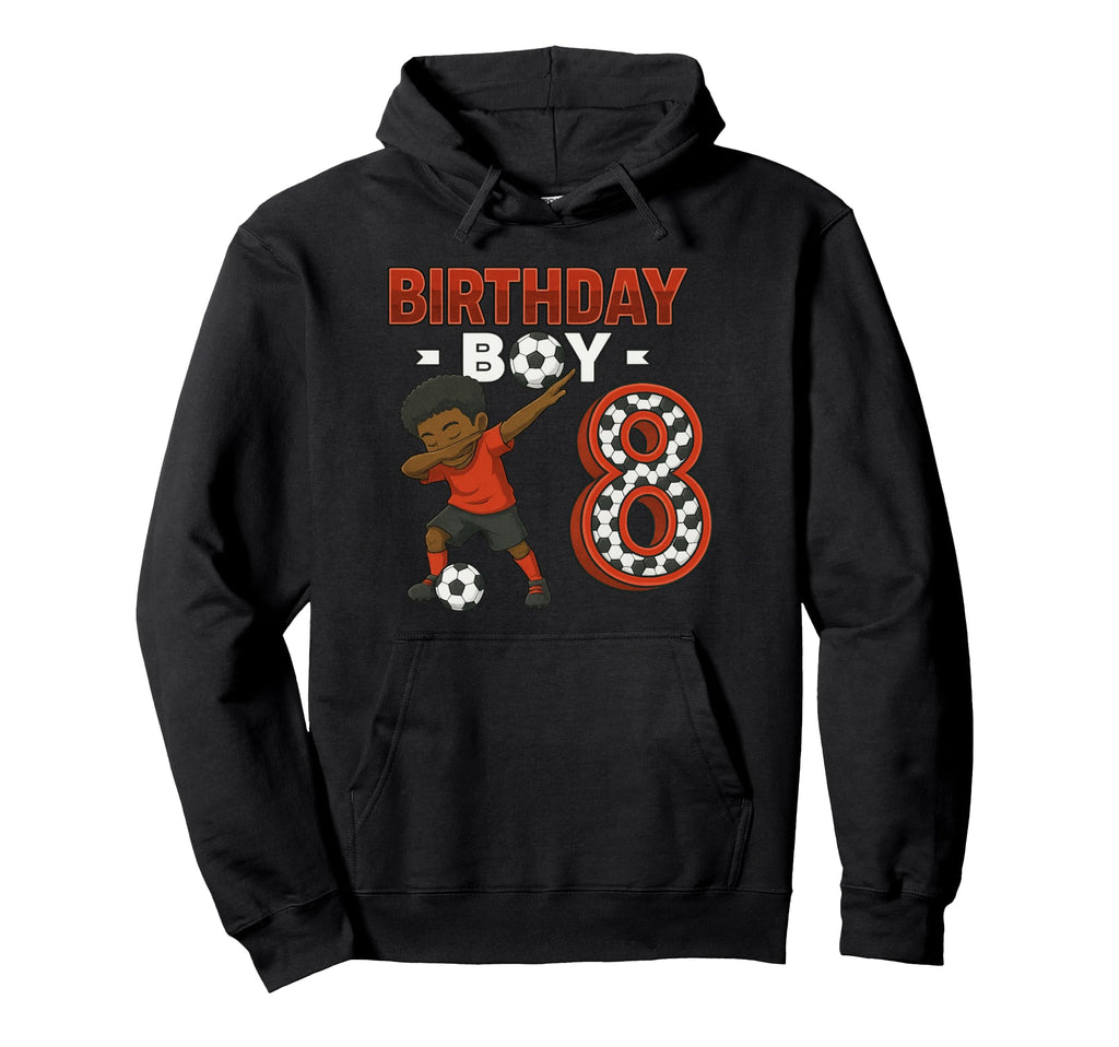 Dabbing 8 Year Old Soccer Player Melanin Hoodie - Unique Graphic Men Women