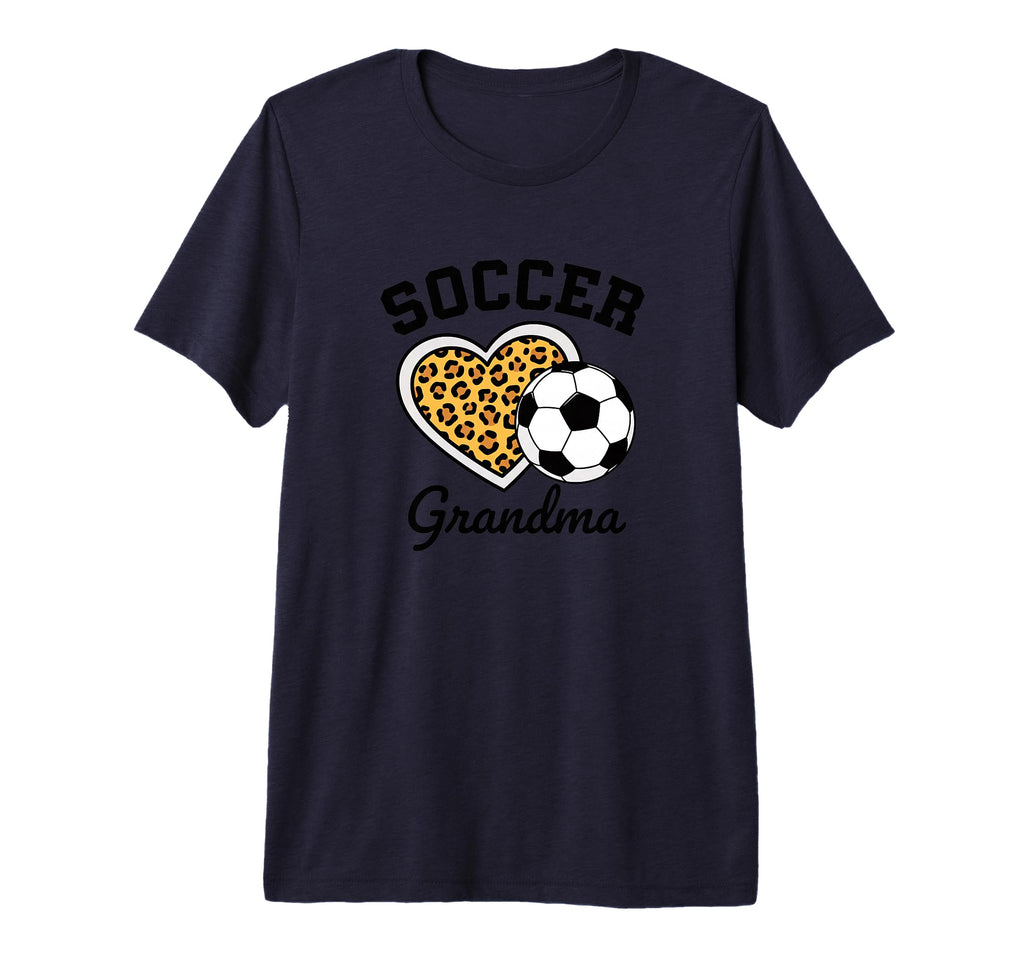 Soccer Grandparent Leopard Heart T-Shirt - Minimalist Print for Adults