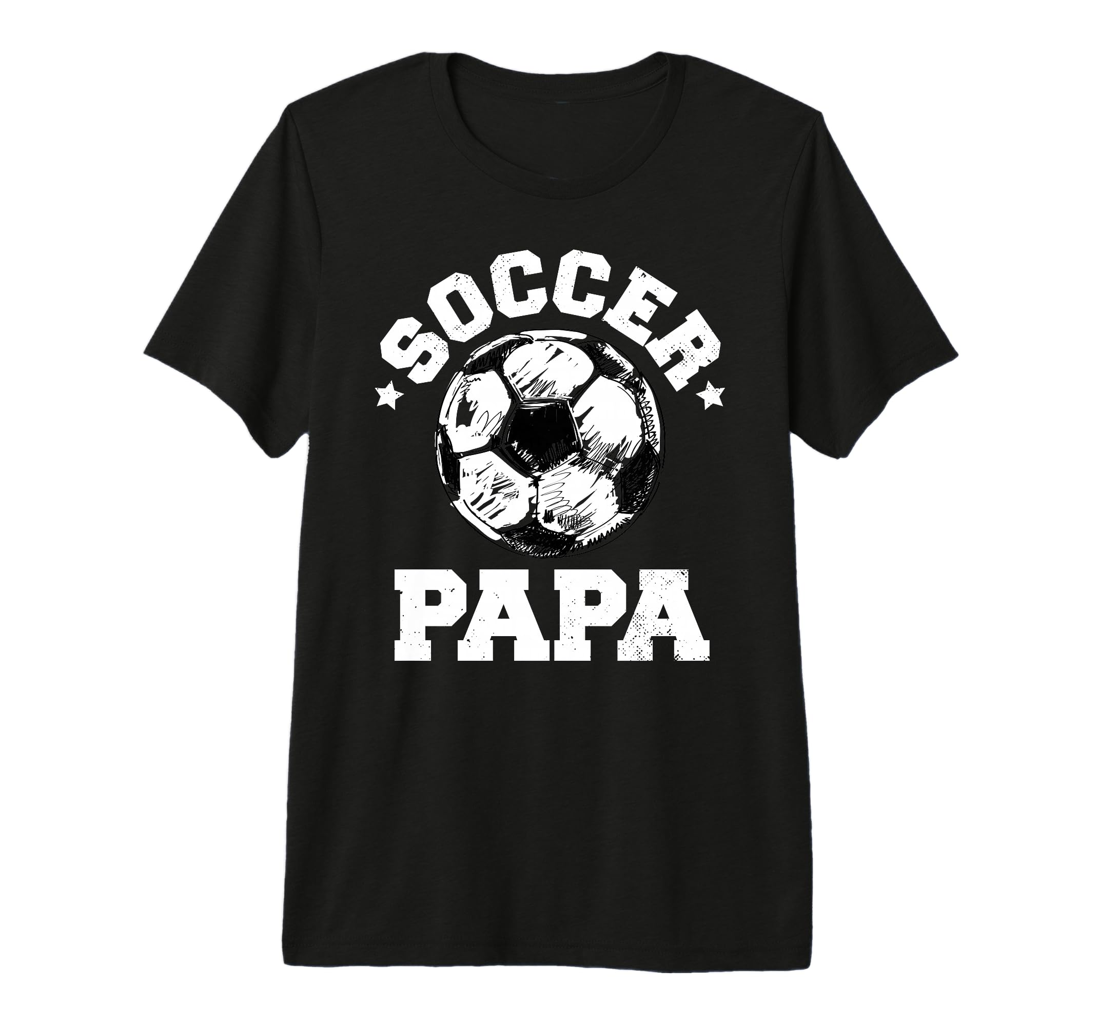 Mens Soccer Papa Soccer Ball Distressed T-Shirt - Trendy Graphic Unisex