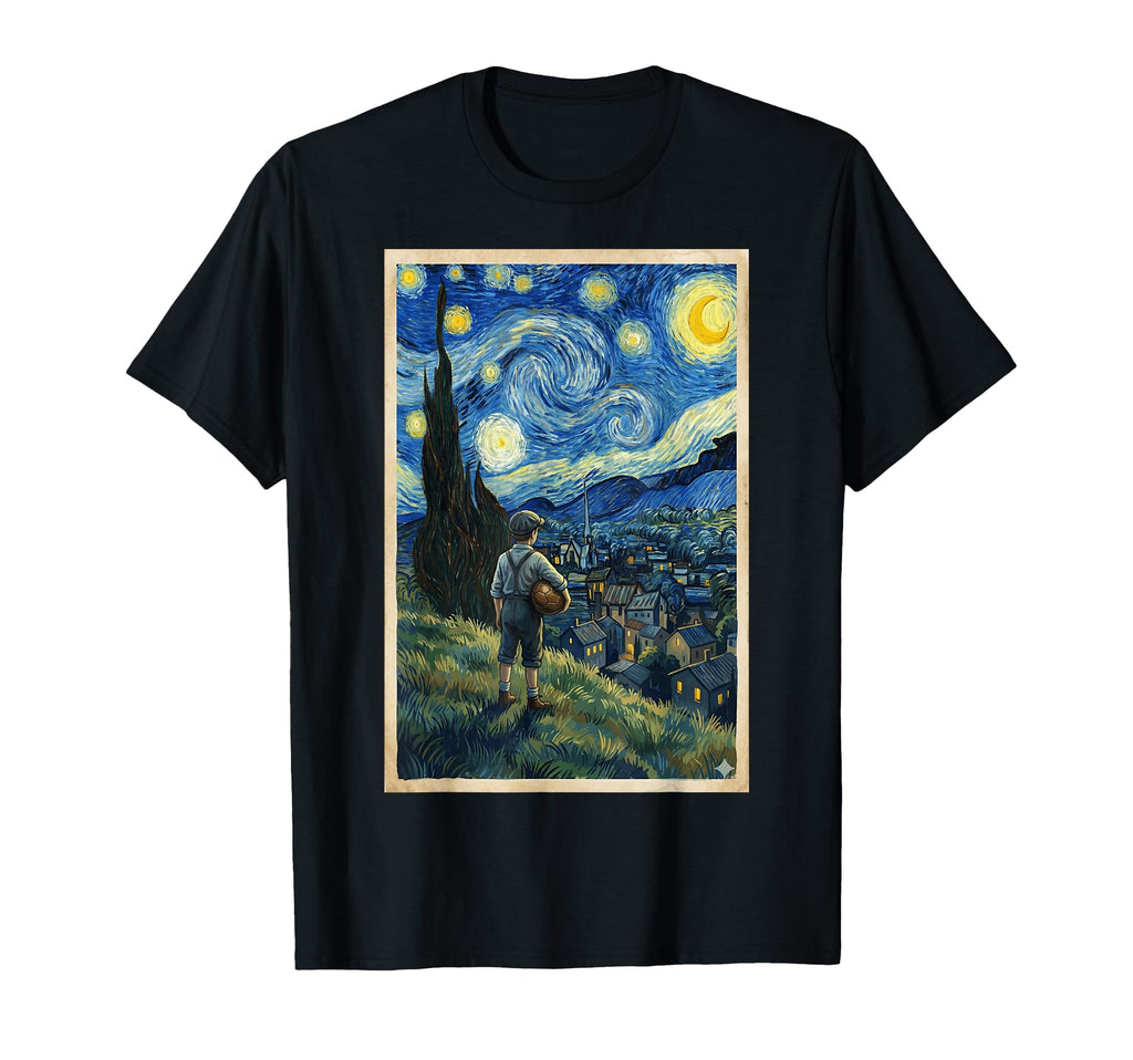 Soccer Player Starry Night Sports T-Shirt - Custom Art Print for Adults