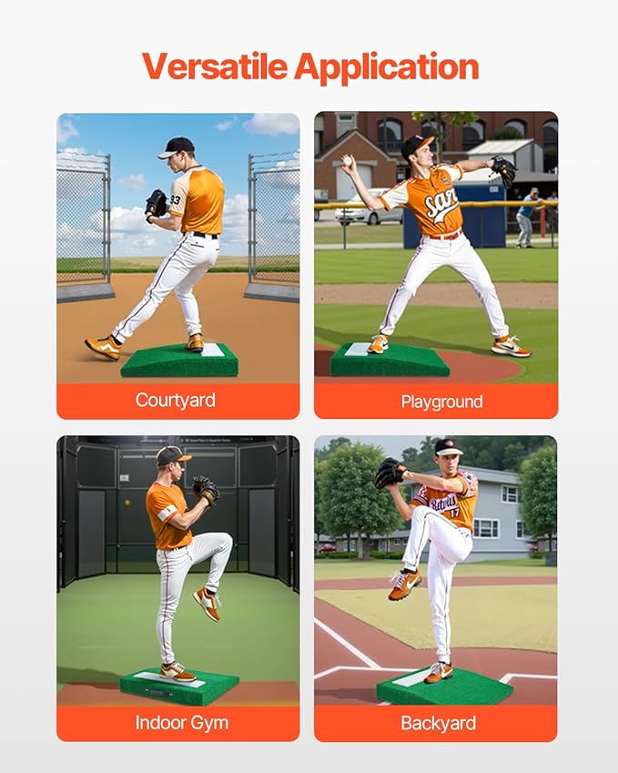 VEVOR Pitching Mound, Baseball Game Mound, Indoor/Outdoor Pitching Practice and Training Equipment, Softball Pitching Aids with Antifade Turf and Pitching Rubber