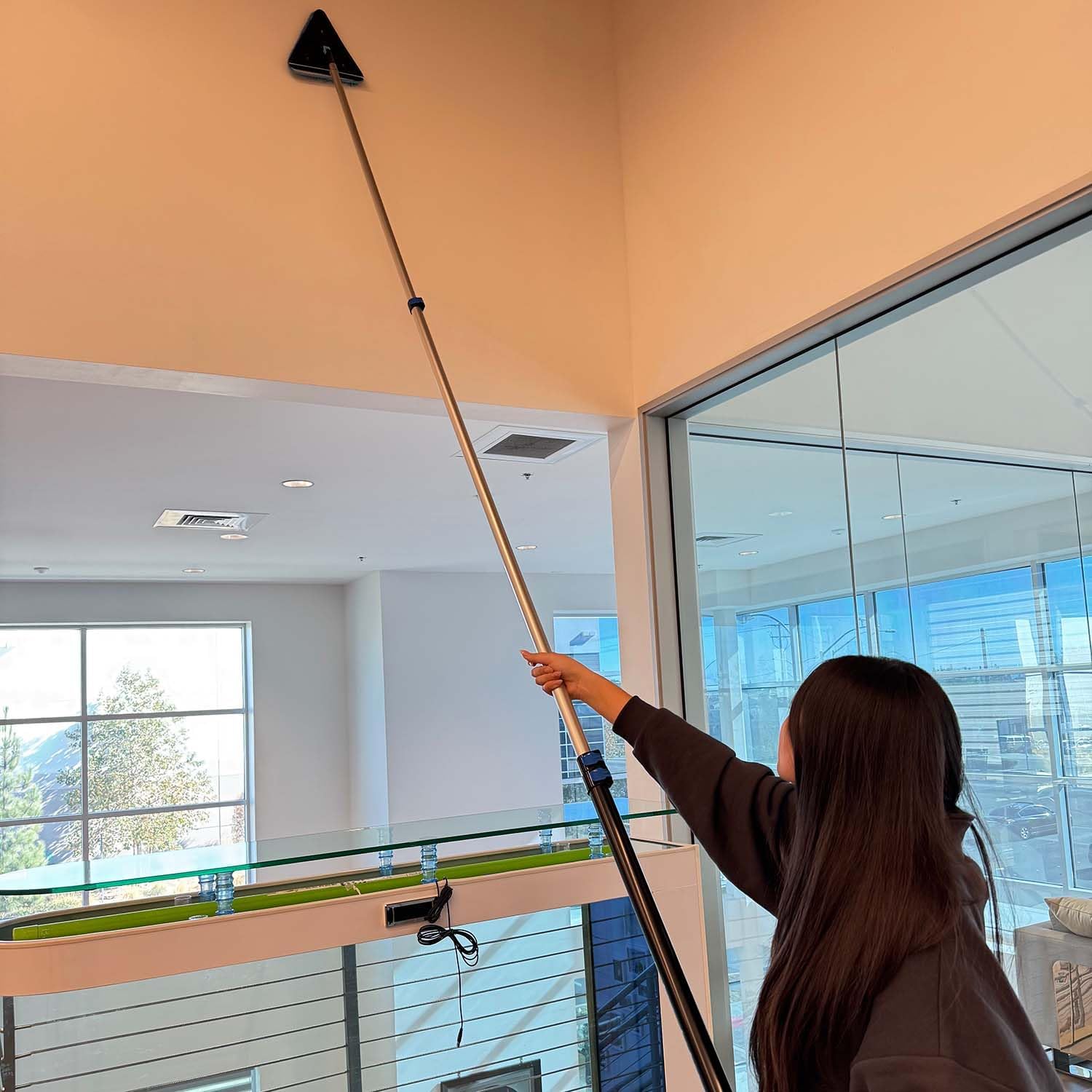 20 Feet High Ceilings Baseboard Wall Cleaner Mop with 12 Ft Extension Pole, Cobweb Duster, Window Cleaning Squeegee Kit (12ft)