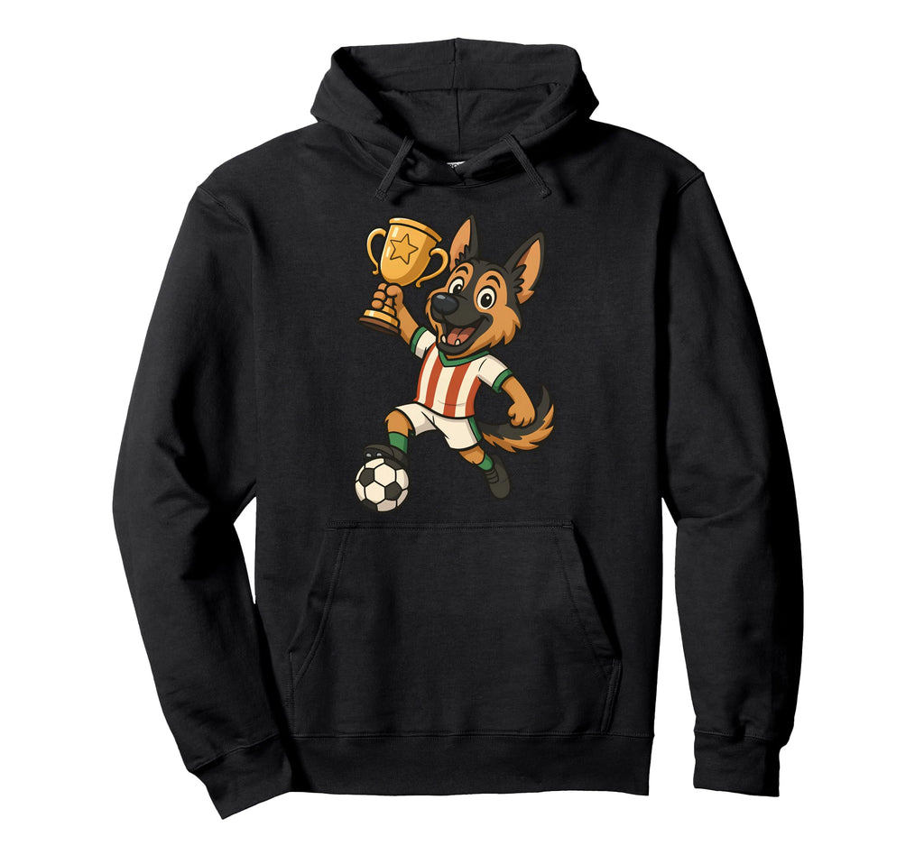 Soccer Champion German Shepherd Cartoon Hoodie - Novelty Apparel Unisex