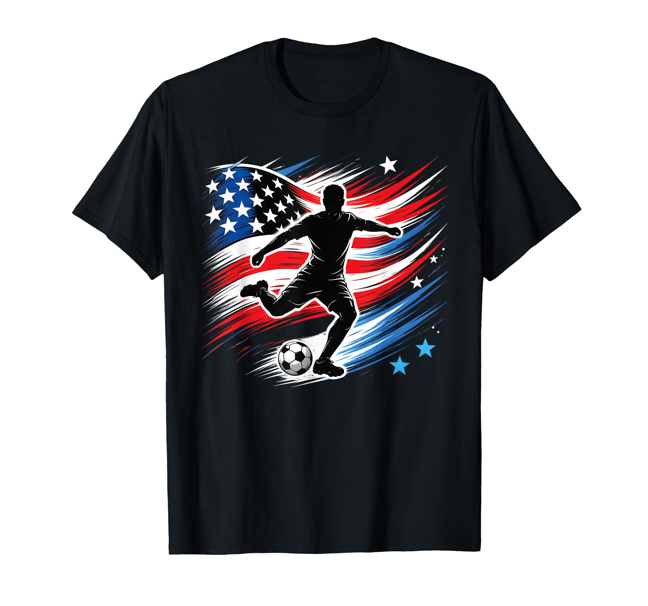 Usa Patriotic Soccer Lover Dad Coach T-Shirt - Custom Art Print Unisex