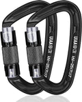 BEIFENG 25KN Auto Locking Carabiner - UIAA Certified Heavy Duty Climbing Carabiners for Rock Climbing, Camping, Rappelling, Hunting, Rescue Equipment - Professional Carabiner Clips (Black)