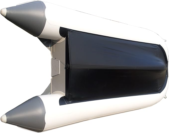 Newport 12ft 6in Catalina Inflatable Dinghy Boat Transom Sport Tender - 6 Person - 20 Horsepower USCG Rated, White/Gray