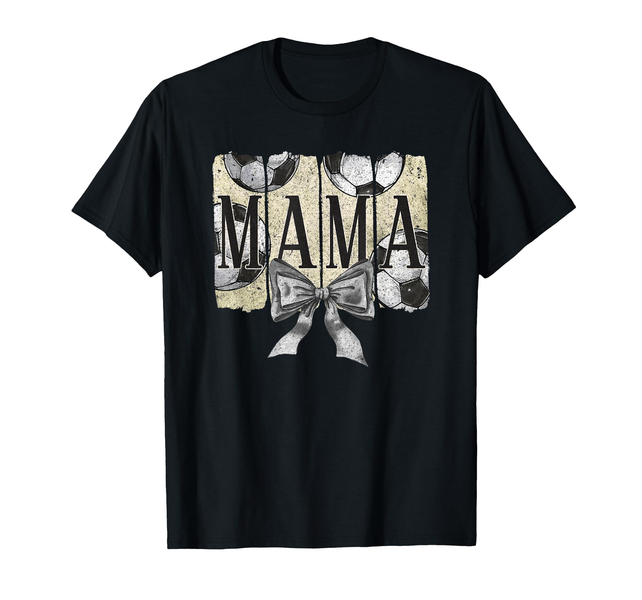 Mama Soccer Mom Bow And Soccer Balls T-Shirt - Novelty Apparel Unisex