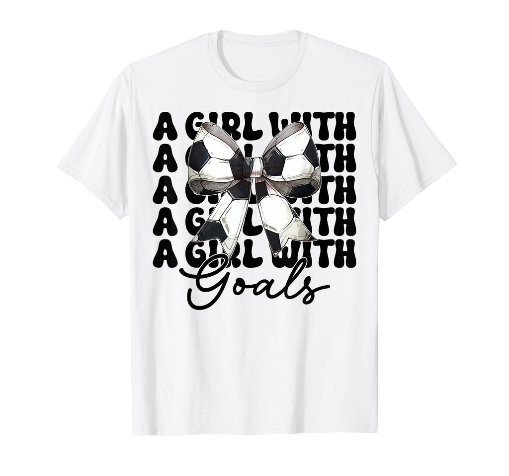 Goals Soccer Coquette Bow T-Shirt - Trendy Graphic Unisex