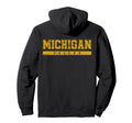Michigan Soccer Yellow Text Hoodie - Novelty Apparel Unisex