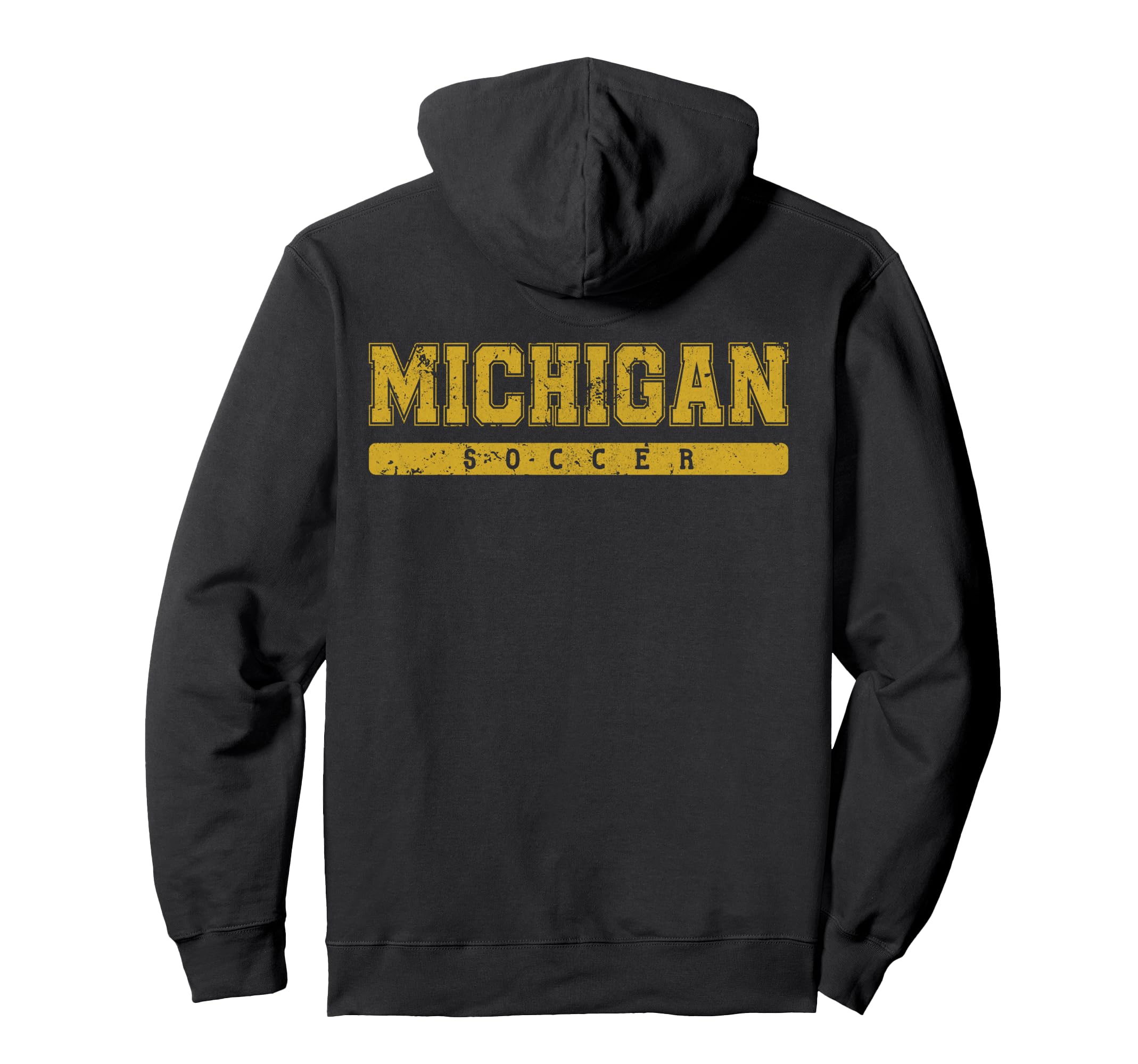Michigan Soccer Yellow Text Hoodie - Novelty Apparel Unisex
