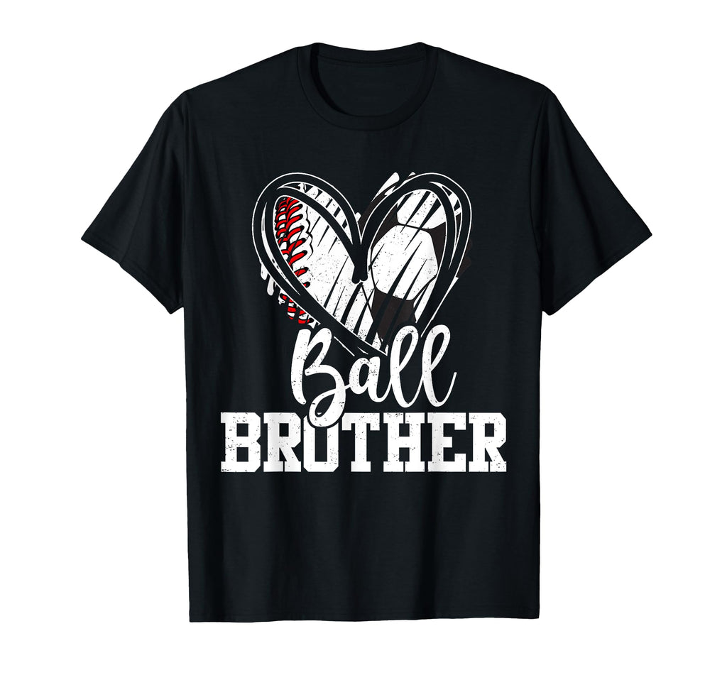 Ball Brother Heart Baseball Soccer T-Shirt - Minimalist Print Men Women