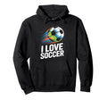 I Love Soccer Enthusiasts Ball Motion Hoodie - Minimalist Print for Adults
