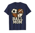 Ball Mom Heart Soccer Baseball Sports T-Shirt - Unique Graphic for Adults