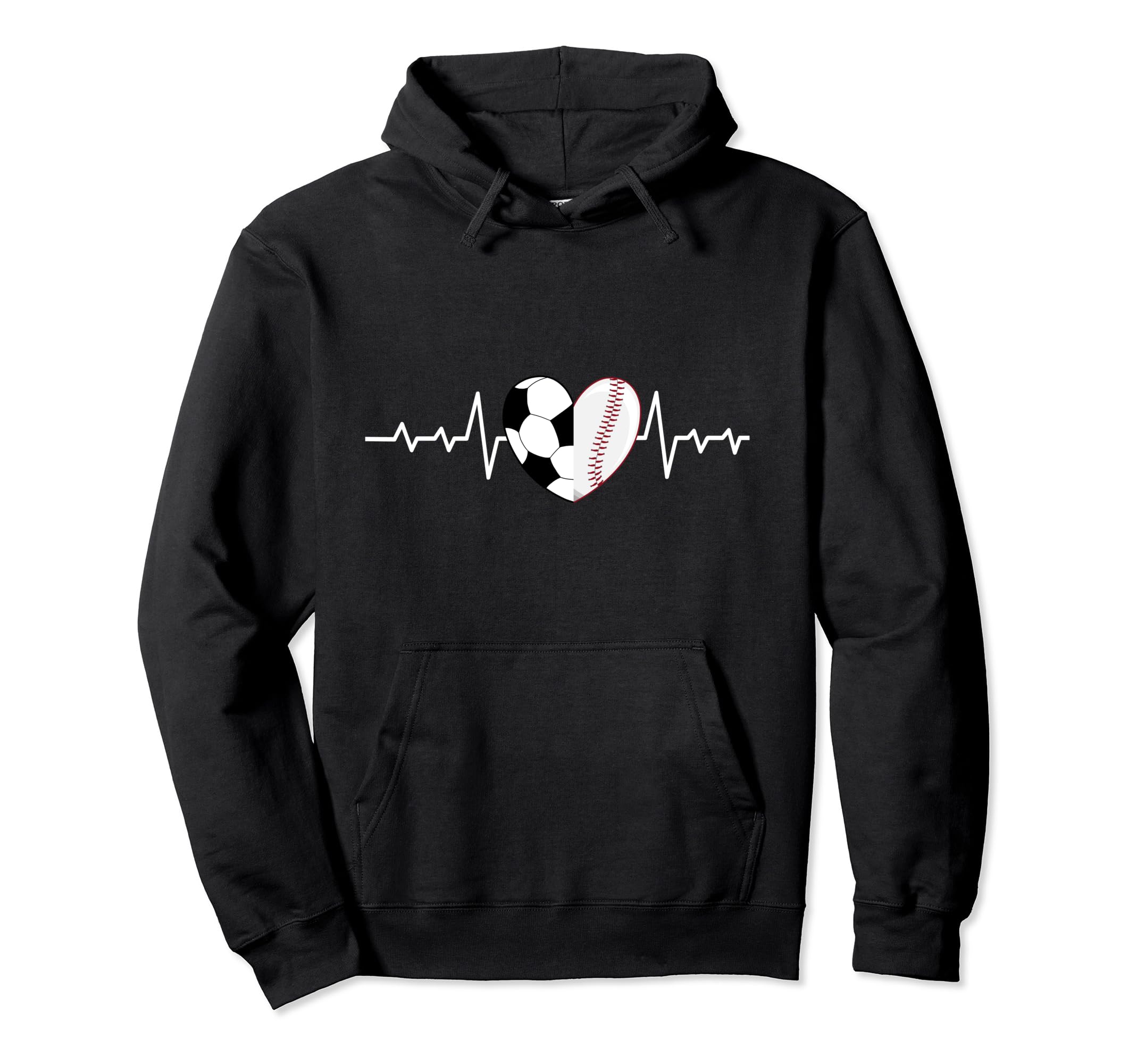Football Heartbeat Baseball Heartbeat Hoodie - Aesthetic Graphic Men Women