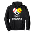 Ball Grammy Heart Funny Baseball Hoodie - Graphic Print for Adults